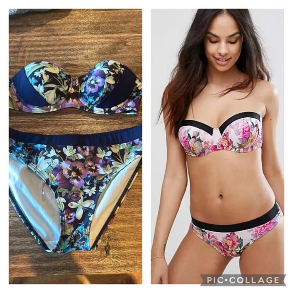 TED BAKER pansy print bikini set nwot